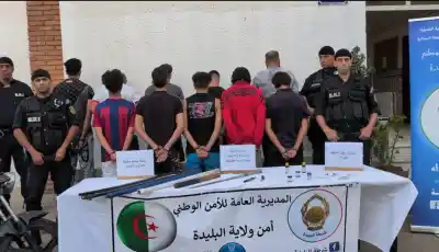 أمن دائرة أولاد يعيش بالبليدة تطيح بأفراد شبكة إجرامية على إثر مشاجرات و إعتداءات شهدتها إحدى الطرقات بالولاية